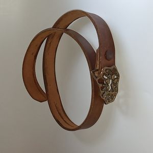 Vintage genuine leather Brass Buckle belt